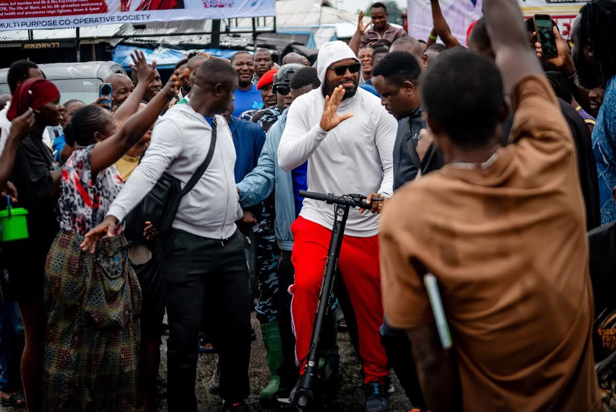 Digital Chief Olu of Warri Inspects Coronation Anniversary Preparations on His Scooter